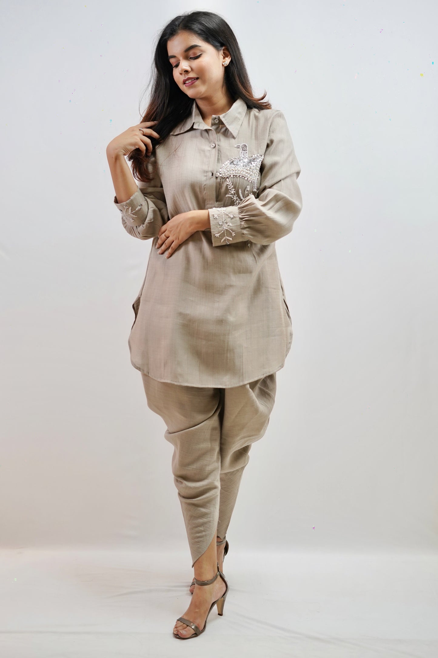 EMBROIDERED SHIRT WITH DHOTI