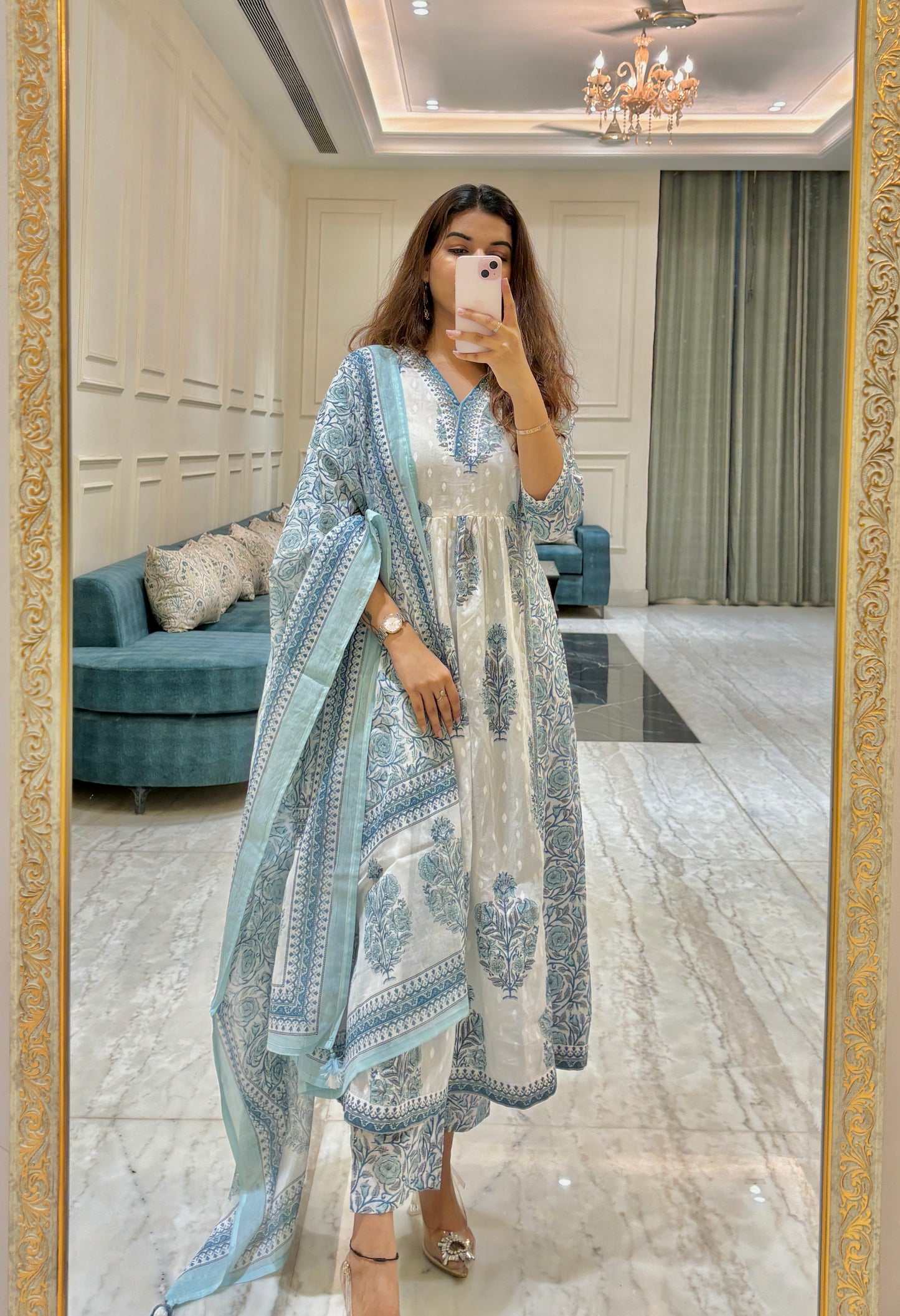 Rahat cotton printed A line suit set