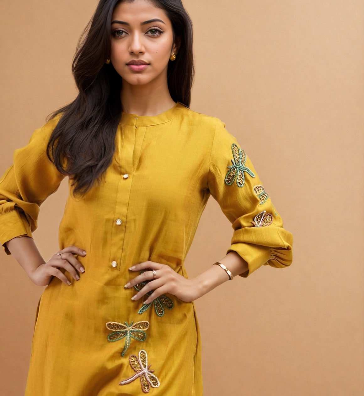 YELLOW BUTTERFLY EMBROIDERED CO-ORD SET