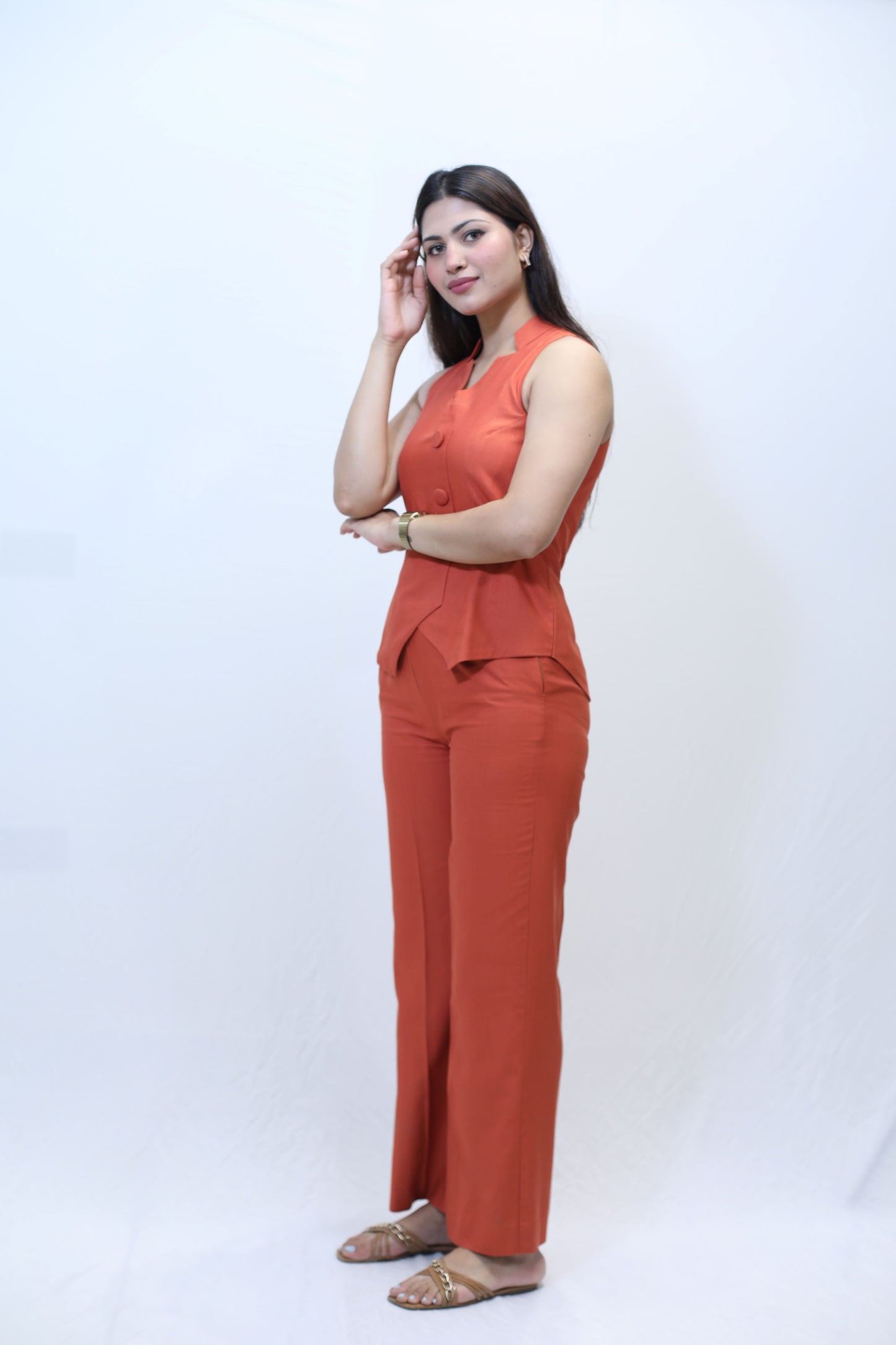 TANGERINE WAIST COAT SET