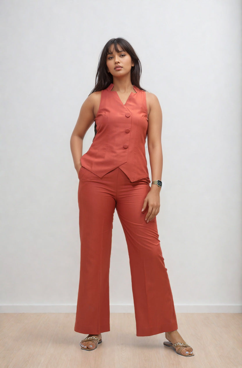 TANGERINE WAIST COAT SET